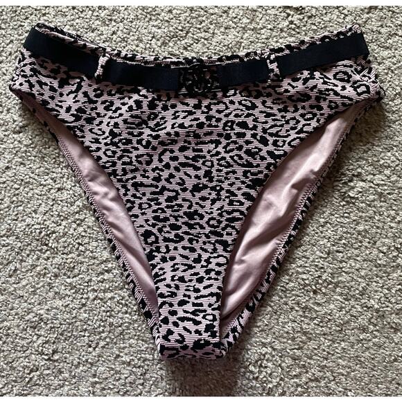 Victoria Secret Wild Wanderer High Waisted Belted Bikini Bottom Leopard Size M - Picture 1 of 7